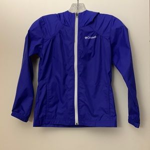 Girls Columbia Royal Blue Rain coat wind breaker size small 7/8